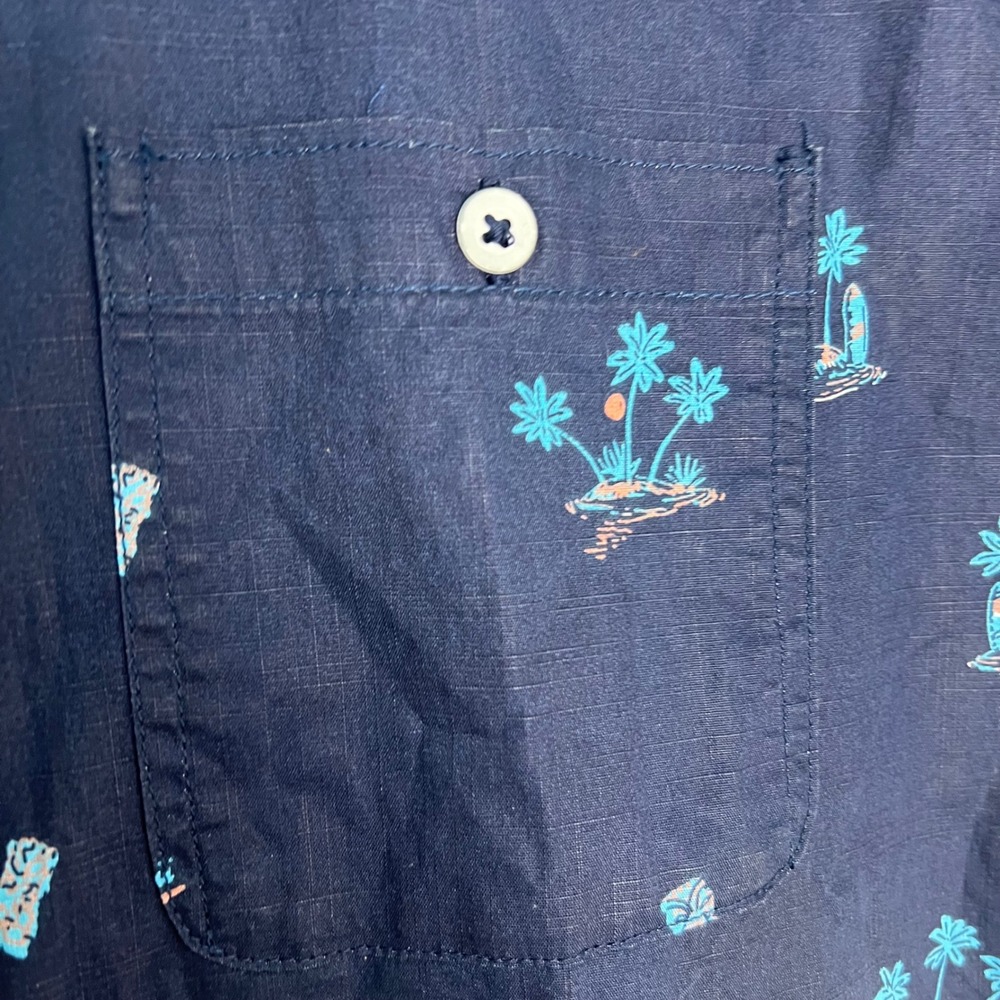 Flag&Anthem Mens M Hawaiian Palm Tree Surfboard Button Down‎ Shirt Pocket - Picture 3 of 8